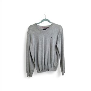 Tommy Hilfiger Gray V-Neck Premium Cotton Sweater M